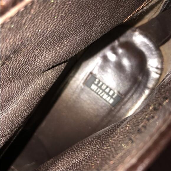 Stuart Weirzman Two Tone Color Block Brown Leather‎ Square Toe Boots Size 6 - Picture 6 of 7